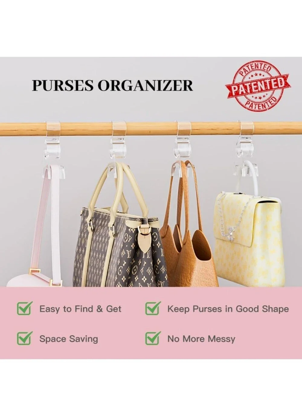 Clear Acrylic Purse Hangers - Set of 4
